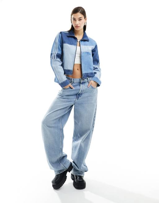 Chaqueta de ch ndal vaquera con dise o tipo patchwork de adidas