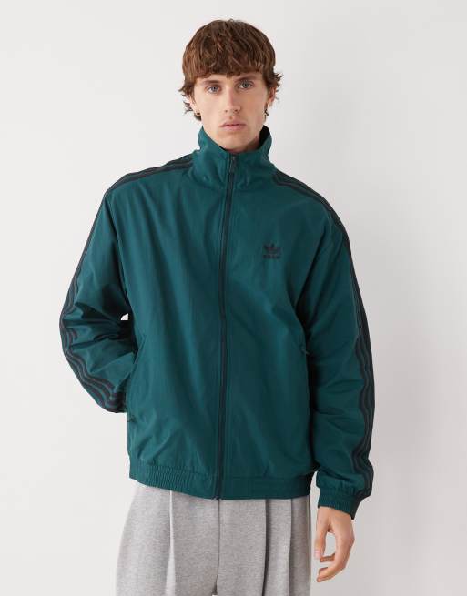 Chaqueta de chándal verde hiedra aurora y negra Adicolor Firebird de adidas Originals