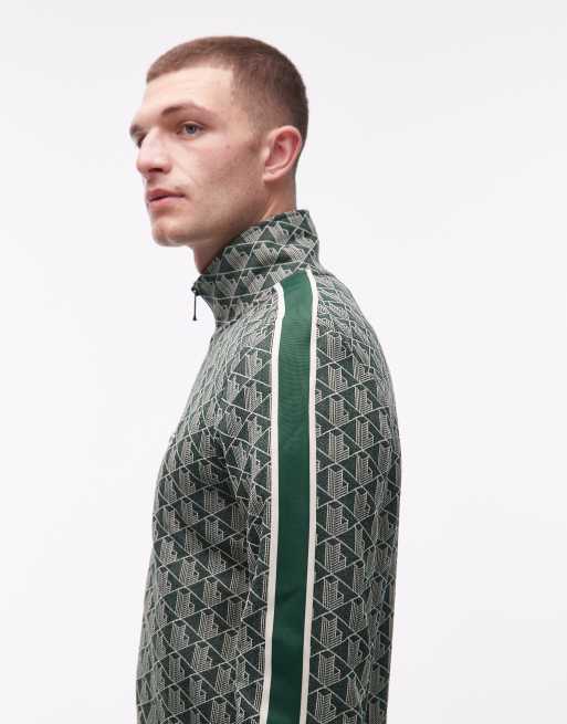 Chaqueta de chándal verde oscuro con diseño de monograma y cremallera de Lacoste, 4 de 5