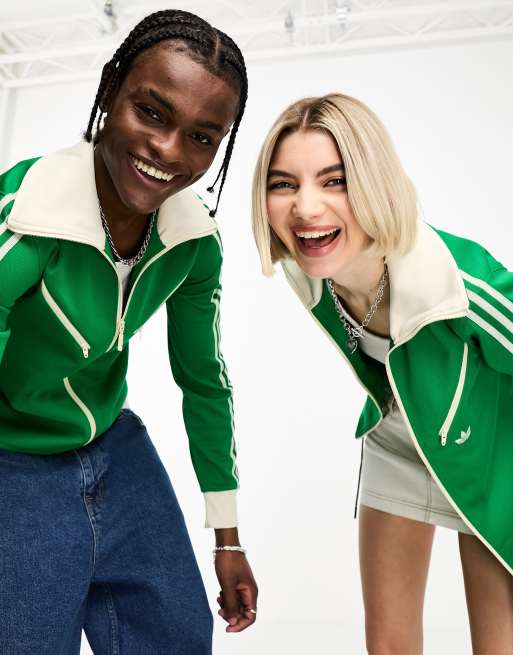 Chaqueta de ch ndal verde unisex estilo a os 70 adicolor de adidas