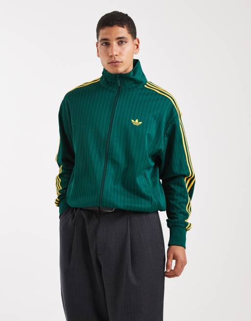 Chaqueta de chándal verde universitario de corte suelto con raya diplomática Firebird de adidas Originals
