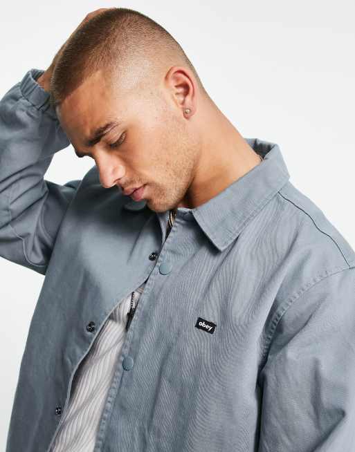 Chaqueta de entrenador gris con estampado en la espalda Saucer de Obey, 3 de 4