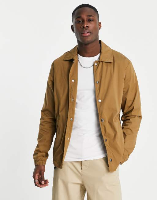 Chaqueta de entrenador marrón de tejido antidesgarros de mezcla de algodón de Selected Homme
