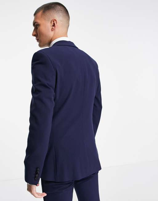 Chaqueta de esmoquin azul marino de corte muy entallado de ASOS DESIGN, 2 de 4