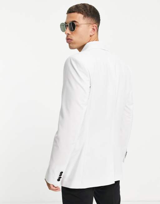 Chaqueta de esmoquin blanca de corte slim de ASOS DESIGN, 2 de 4