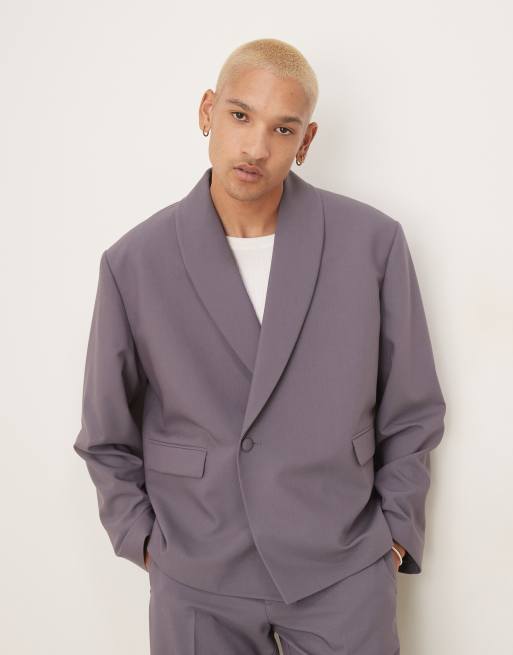 Chaqueta de esmoquin morada cruzada de corte cuadrado con doble botonadura de ASOS DESIGN
