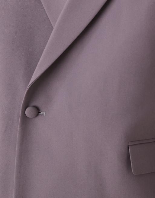 Chaqueta de esmoquin morada cruzada de corte cuadrado con doble botonadura de ASOS DESIGN, 4 de 5