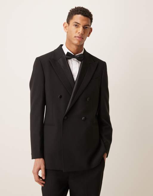 Esmoquin negro de corte slim con detalle de satén de ASOS DESIGN, 2 de 3
