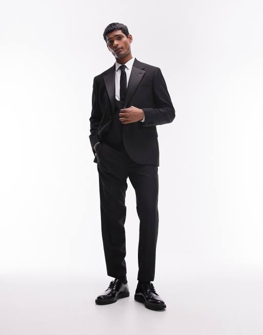 Chaqueta de esmoquin negra de corte slim de Topman, 4 de 5