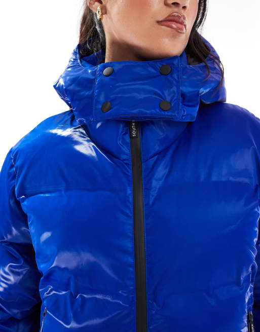 Chaqueta de esquí azul cobalto acolchada con capucha de South Beach, 2 de 4