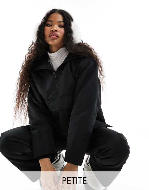 Chaqueta de esquí negra con cremallera corta sin cierres Ski de Threadbare Petite
