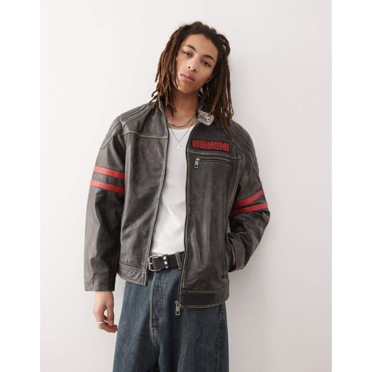 Chaqueta De Cuero Vintage Para Hombre, Diseño De