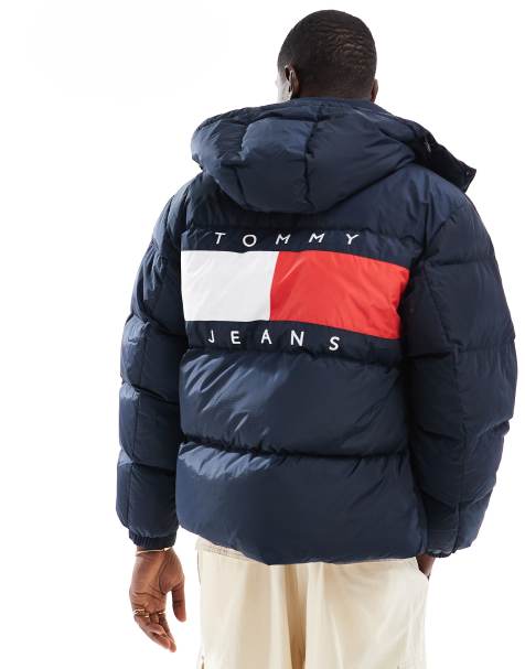 Chaqueta de plumas azul marino con estampado gráfico de bandera en la espalda Alaska de Tommy Jeans - view 1