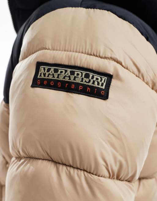Chaqueta de plumas beis con logo Hornelen de Napapijri, 3 de 4