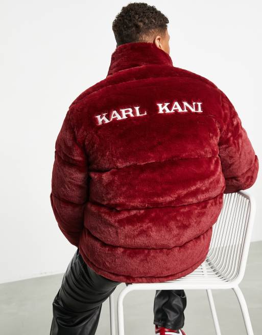 Chaqueta de plumas burdeos de piel sint tica de Karl Kani