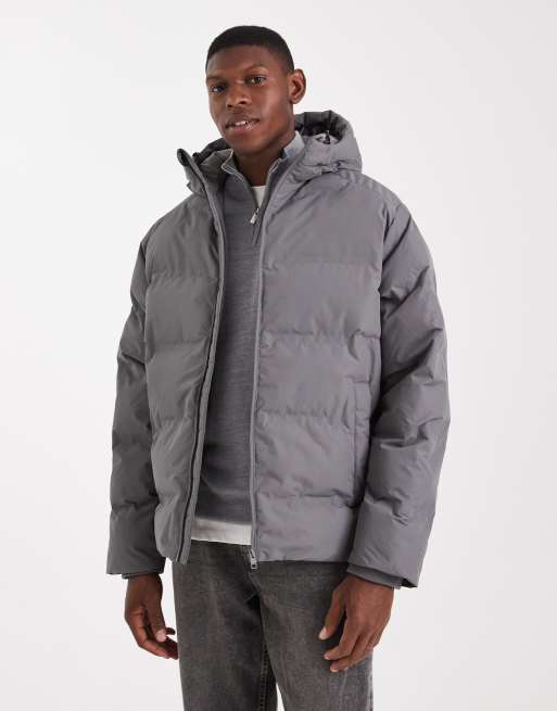 Chaqueta de plumas gris gruesa con capucha de Jack & Jones