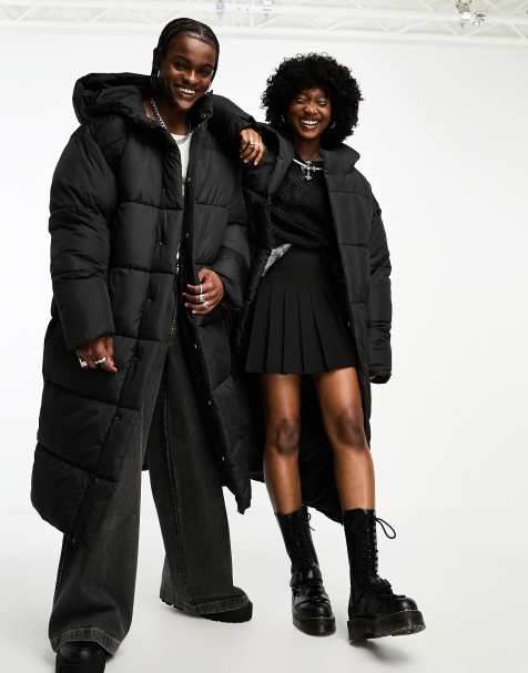 Chaqueta de plumas larga negra con capucha de COLLUSION Unisex - view 1