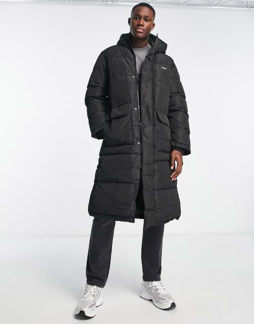 Chaqueta de plumas larga negra con capucha de Jack & Jones Originals 