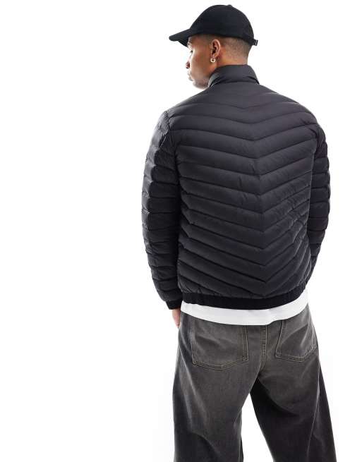 Chaqueta de plumas ligera negra y gris con logo de Armani Exchange, 3 de 4