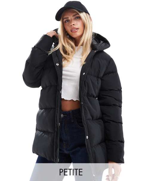 Chaqueta de plumas midi negra de Threadbare Petite - view 1