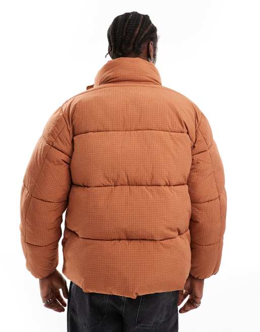 Chaqueta de plumas naranja acolchada con cuello alzado de tejido antidesgarros de COLLUSION, 3 de 4