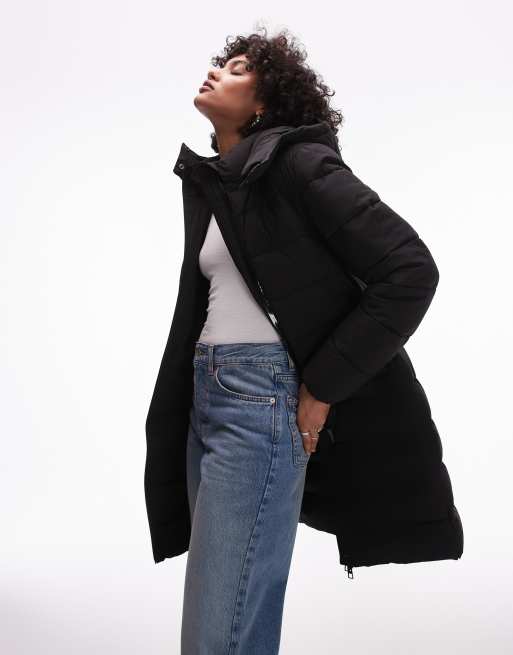 Chaqueta de plumas negra con capucha de Mango ASOS