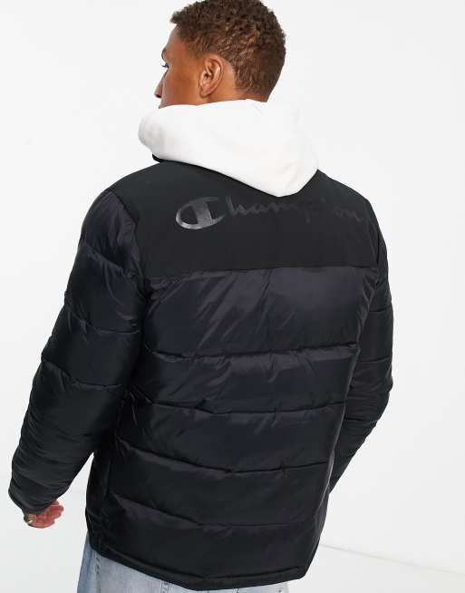 Plumas Plumifero Champion Champion Plumifero Negro Hombre Capucha