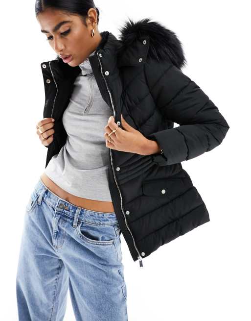 Chaqueta plumas negra best sale