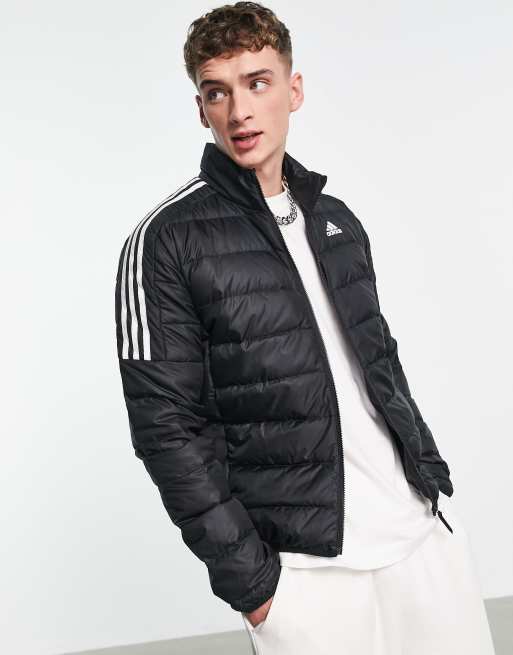 Expulsar a Exención Aprendizaje Chaqueta de plumas negra con tres rayas de plumón de adidas Outdoor | ASOS