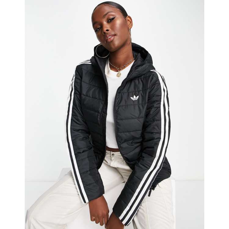 Chaqueta de plumas negra de corte slim con tr bol de adidas