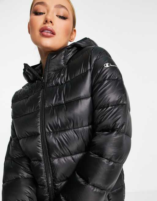 Enemistarse Desempacando pizarra Chaqueta de plumas negra entallada de Champion | ASOS