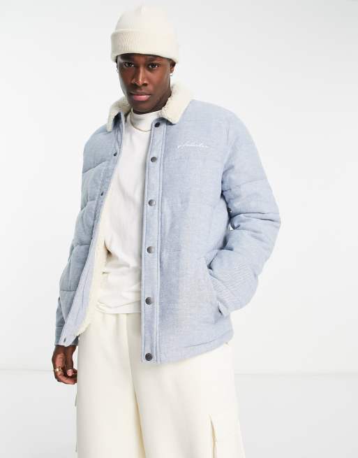 Chaqueta de plumas vaquera azul medio con forro de sherpa de