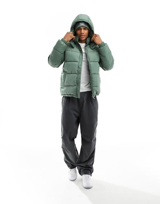 Chaqueta de plumas verde polvoriento con capucha de estilo retro de Karl Kani, 2 de 4