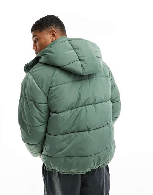 Chaqueta de plumas verde polvoriento con capucha de estilo retro de Karl Kani, 4 de 4