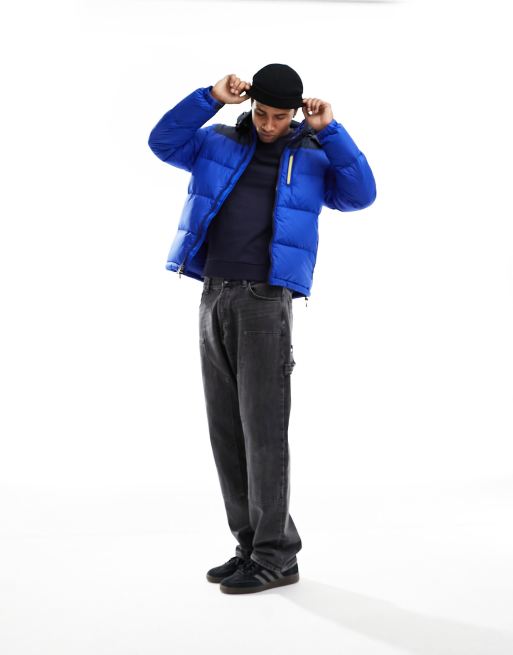 Chaqueta de plumón azul y azul marino con capucha extraíble y diseño color block de Polo Ralph Lauren