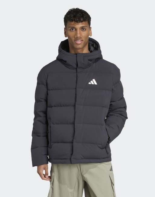 Chaqueta de plumón negra con capucha Helionic Climawarm de adidas Performance