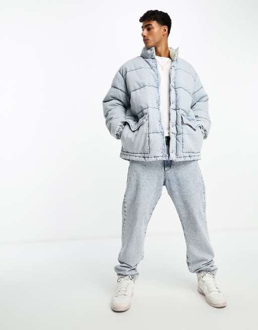 Chaqueta de plumón vaquera azul claro de estilo wéstern de Levi's