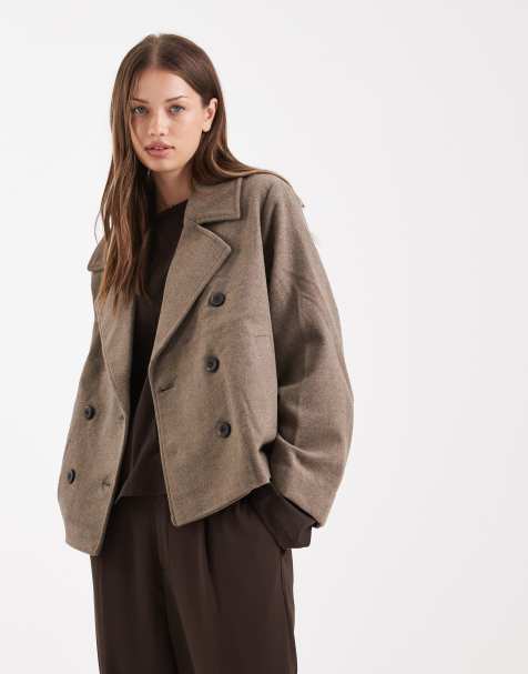 Chaqueta de sastre corta marrón de mezcla de lana premium de Object - view 1