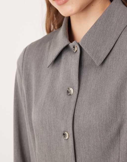 Chaqueta de sastre gris de corte cuadrado con solapas de ASOS DESIGN (parte de un conjunto), 4 de 4