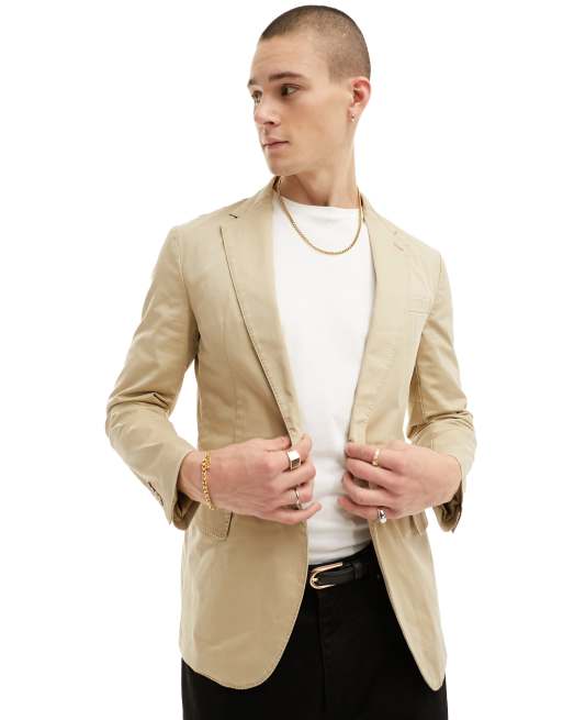 Chaqueta de sastre tostada elástica de estilo deportivo con 2 botones de tejido de chino de Polo Ralph Lauren