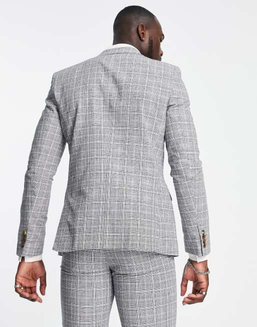 Chaqueta de traje a cuadros de corte slim con doble botonadura de Harry Brown Tall, 2 de 4