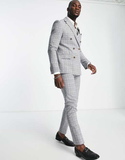 Chaqueta de traje a cuadros de corte slim con doble botonadura de Harry Brown Tall, 4 de 4