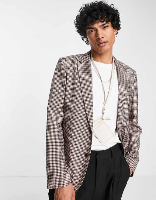 Chaqueta de traje a cuadros marrones de Harry Brown