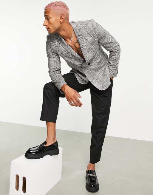 Chaqueta de traje a cuadros muy entallada con doble botonadura de Bolongaro Trevor