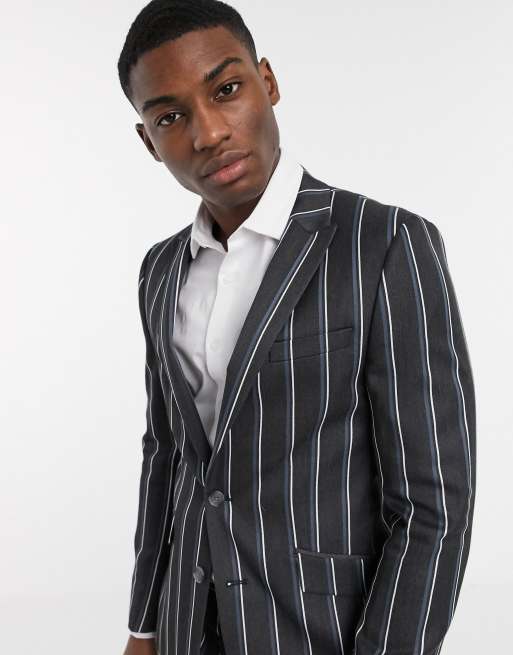 de traje ajustada a rayas llamativas en gris de ASOS DESIGN | ASOS