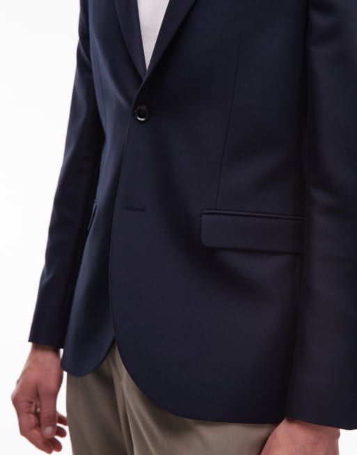 Chaqueta de traje ajustada en azul marino de Topman, 3 de 5