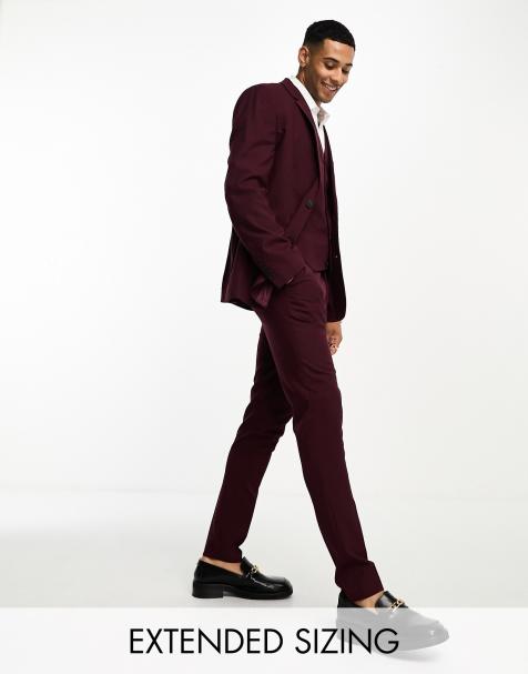 Chaqueta de traje ajustada en burdeos de ASOS DESIGN - view 1
