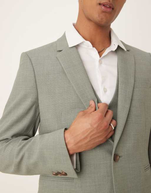 Chaqueta de traje ajustada en caqui con detalle cruzado de ASOS DESIGN, 3 de 5