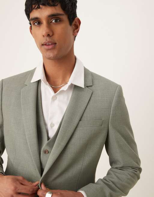 Chaqueta de traje ajustada en caqui con detalle cruzado de ASOS DESIGN, 5 de 5