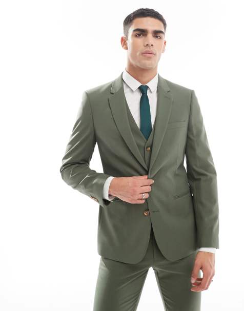 Chaqueta de traje ajustada en caqui de ASOS DESIGN - view 1